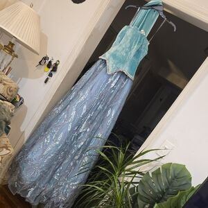 Strapless Turquoise Sequin Dress